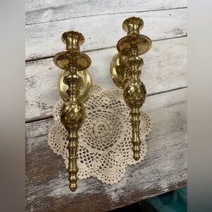 Brass Wall Sconces Pair - Decorative Gold Finish